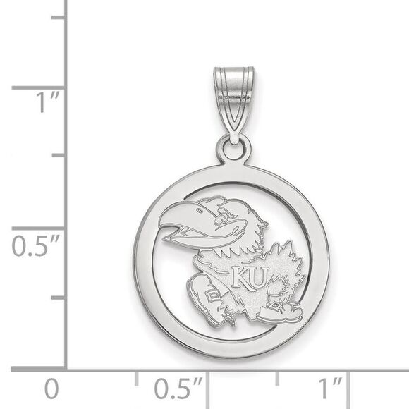 Sterling Silver U. of Kansas Small Circle Pendant